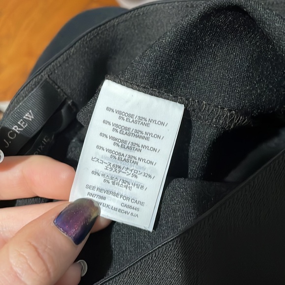 J.crew pixie dress pants charcoal nwot size 2s short stretch pints knit - Picture 6 of 7